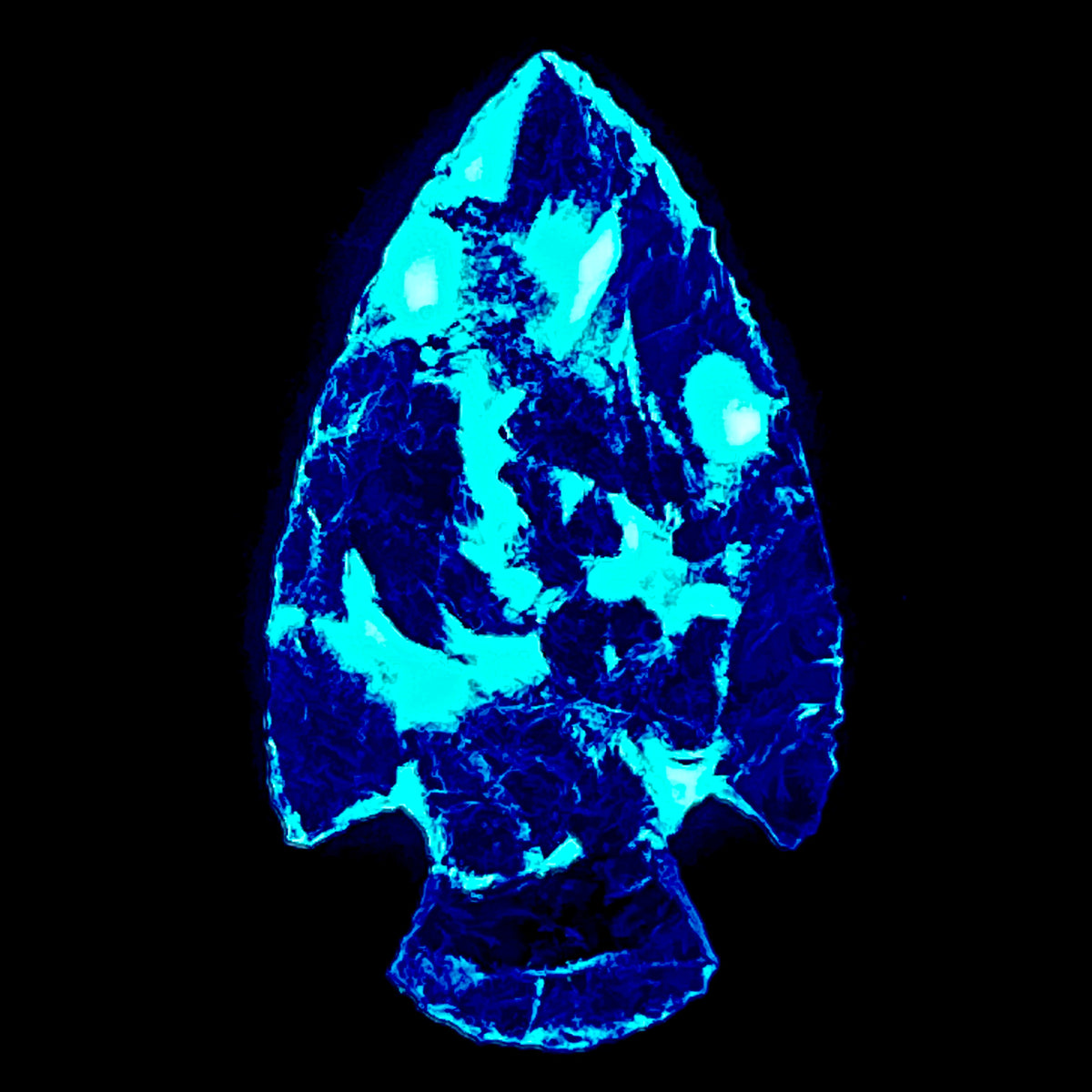 Blue Glow Powder Glass Arrowhead