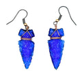 Cobalt Blue Glass Arrowhead Earrings