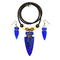 Cobalt Blue Glass Arrowhead Necklace & Earrings