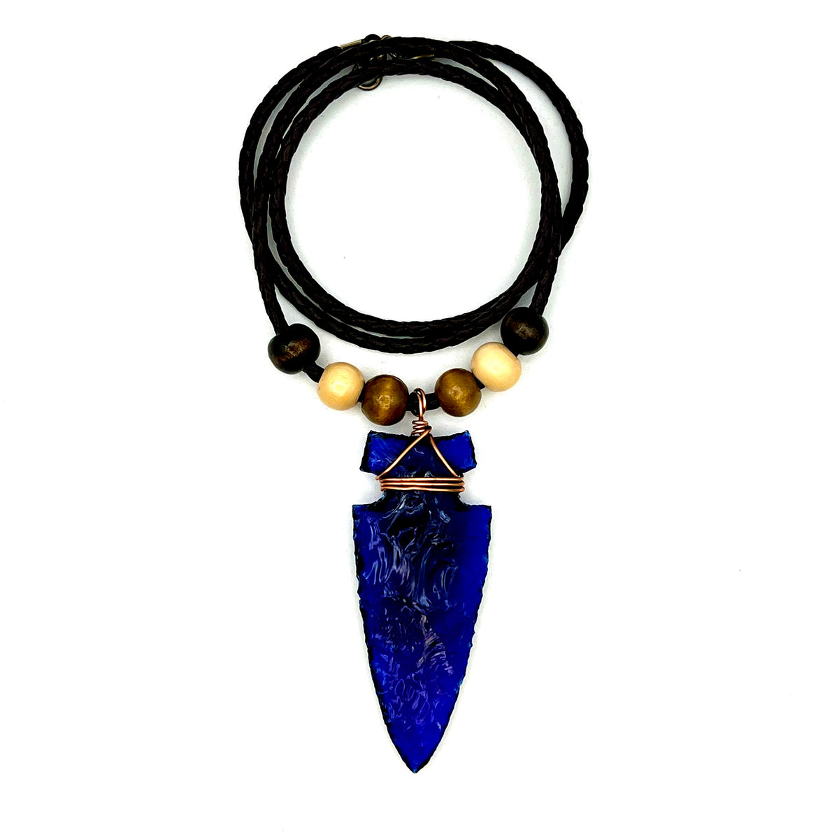 Cobalt Blue Glass Arrowhead Necklace